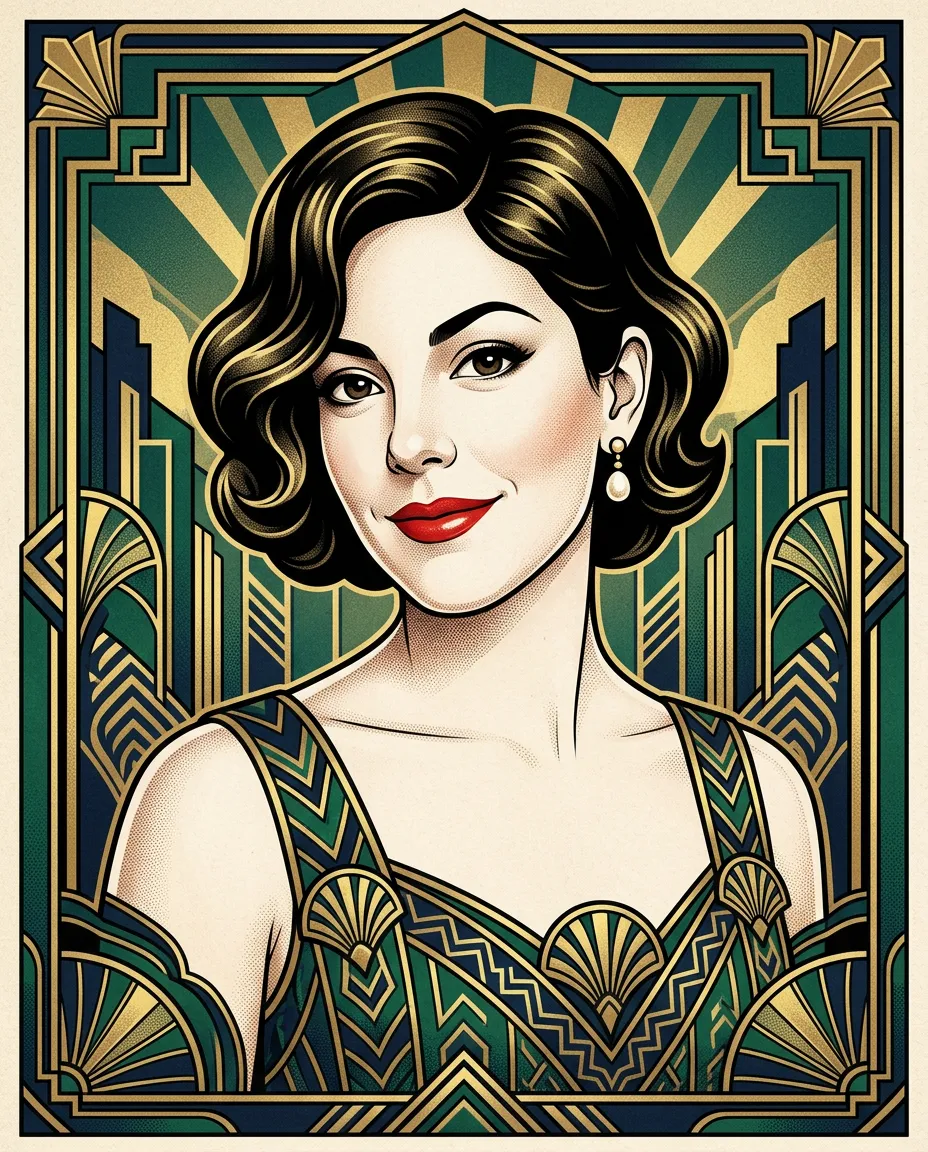 Woman’s portrait as an Art Deco poster