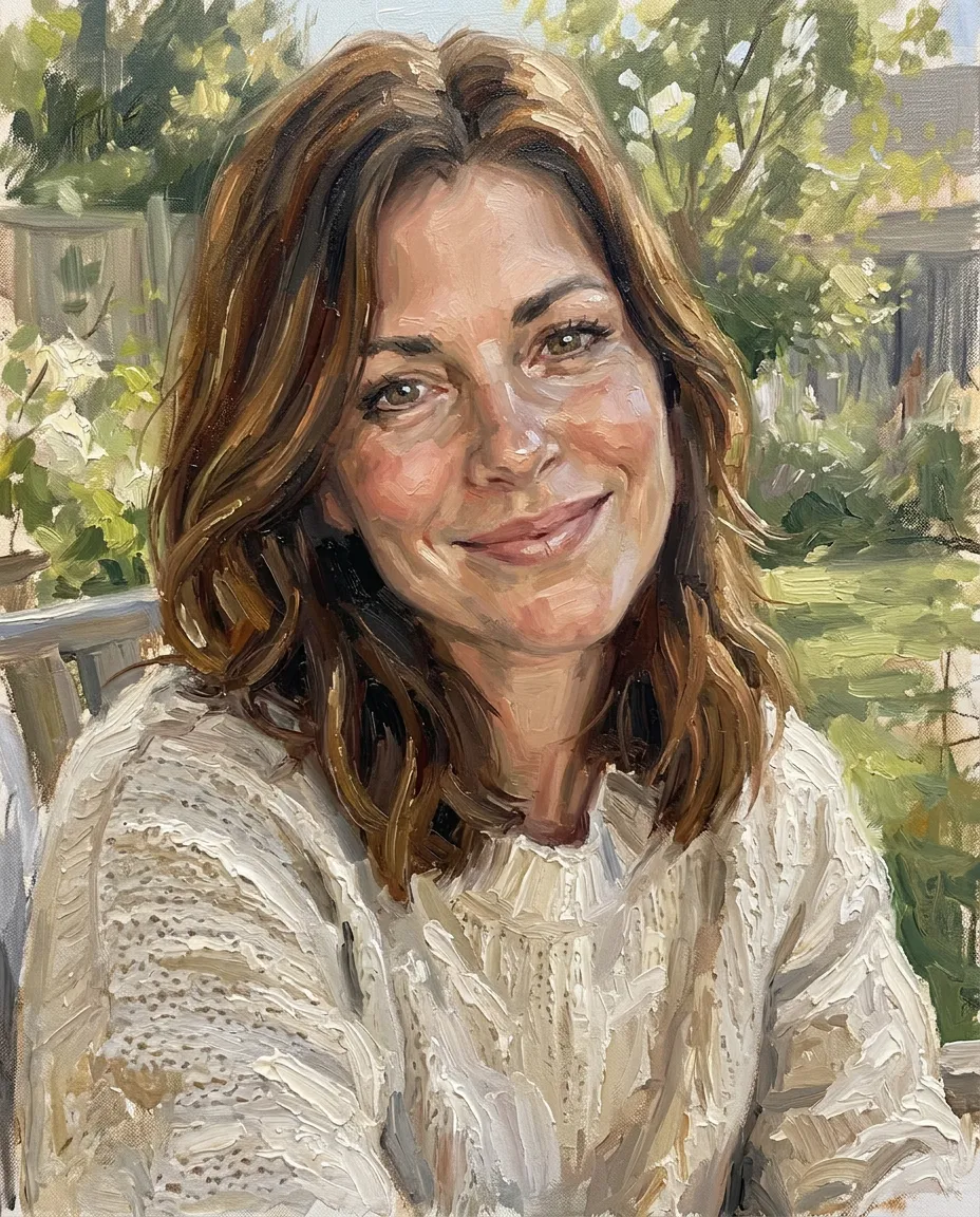 Woman in a garden as an oil painting portrait