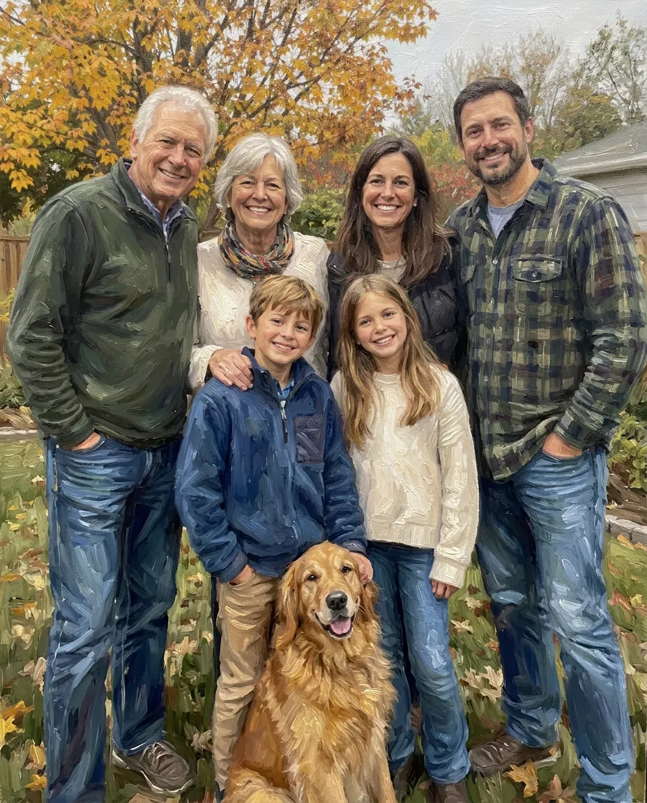 The same family as a classic oil painting