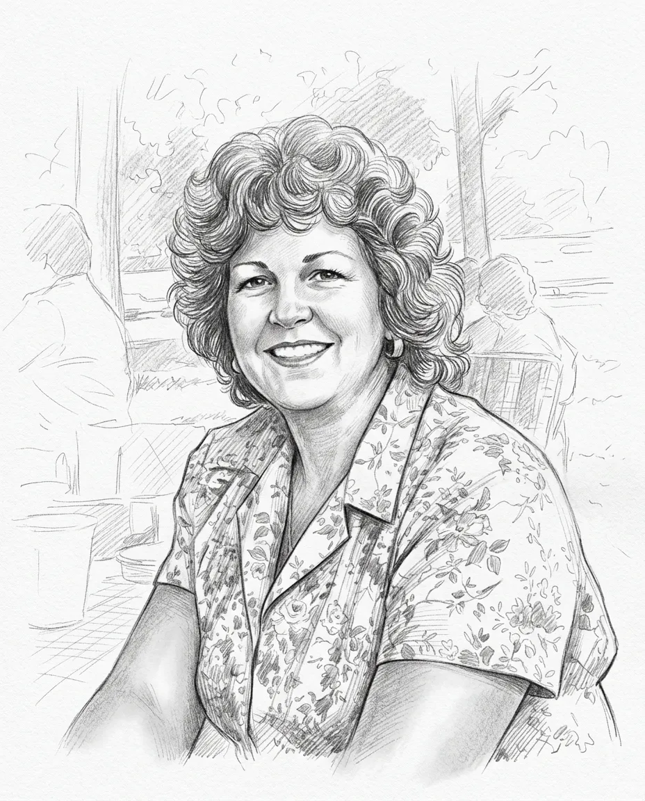 Woman from an old family photo as a pencil drawing