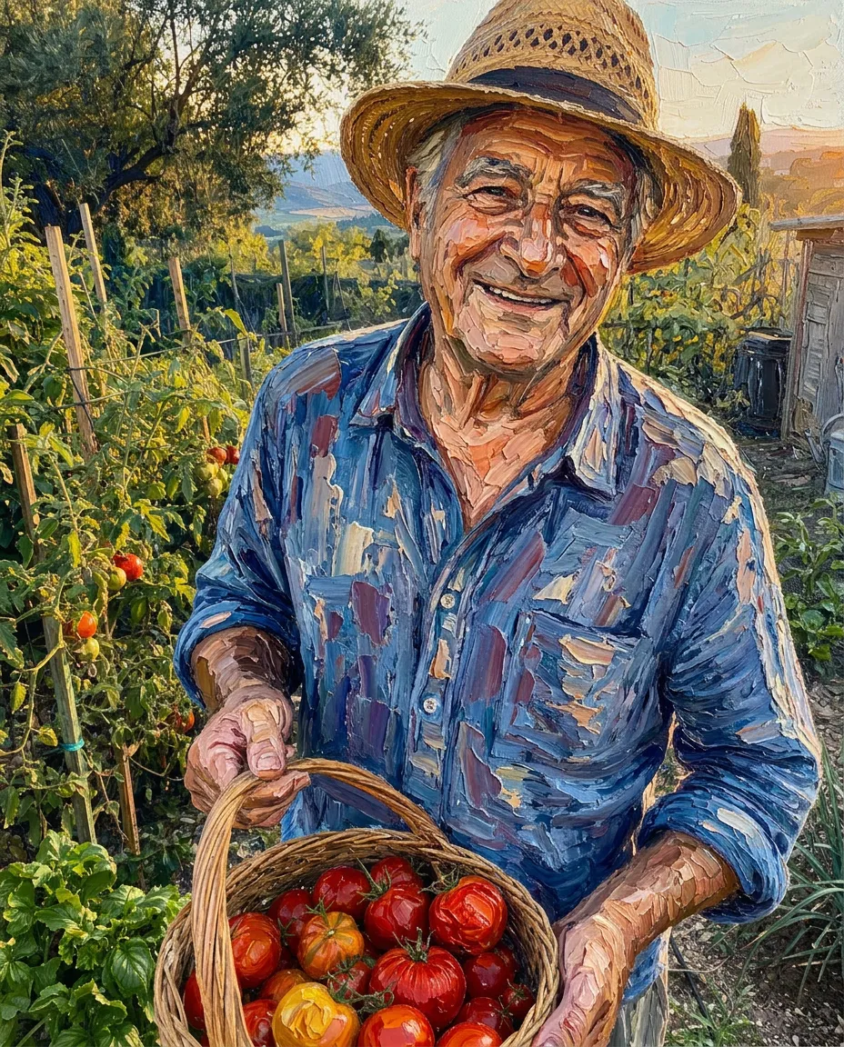 The same photo as a textured oil painting