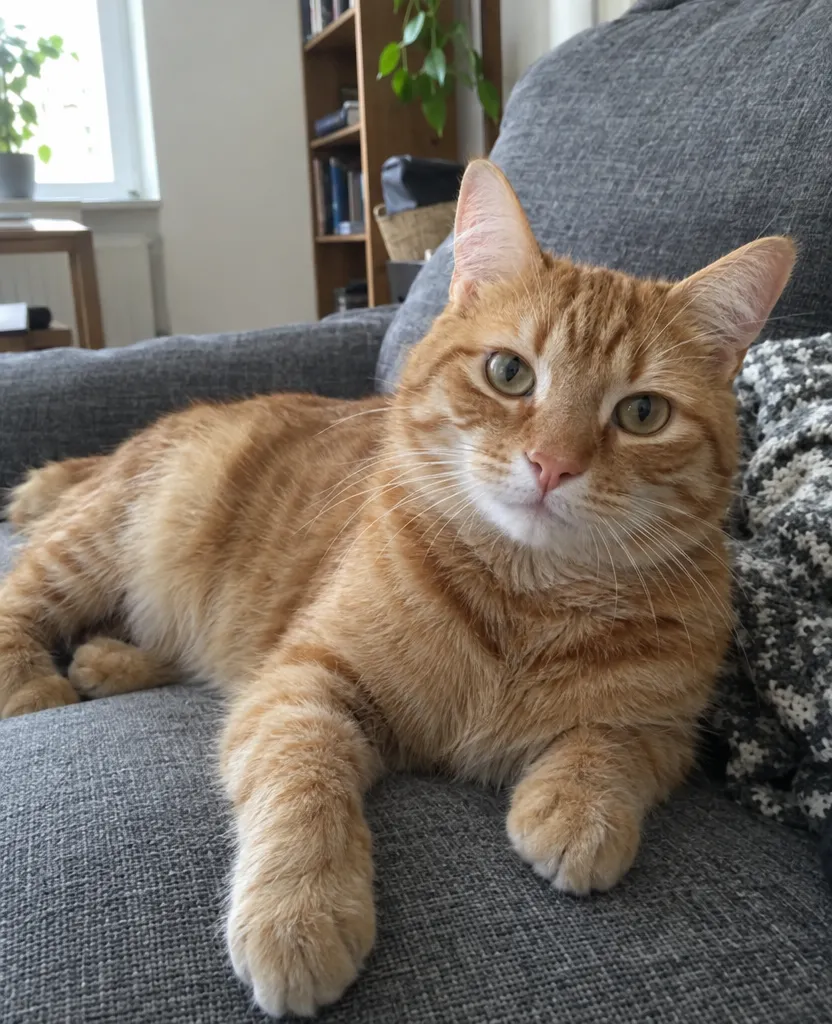 Original phone photo of the ginger tabby cat
