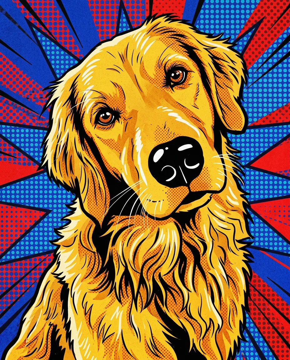 Golden retriever as a pop art portrait