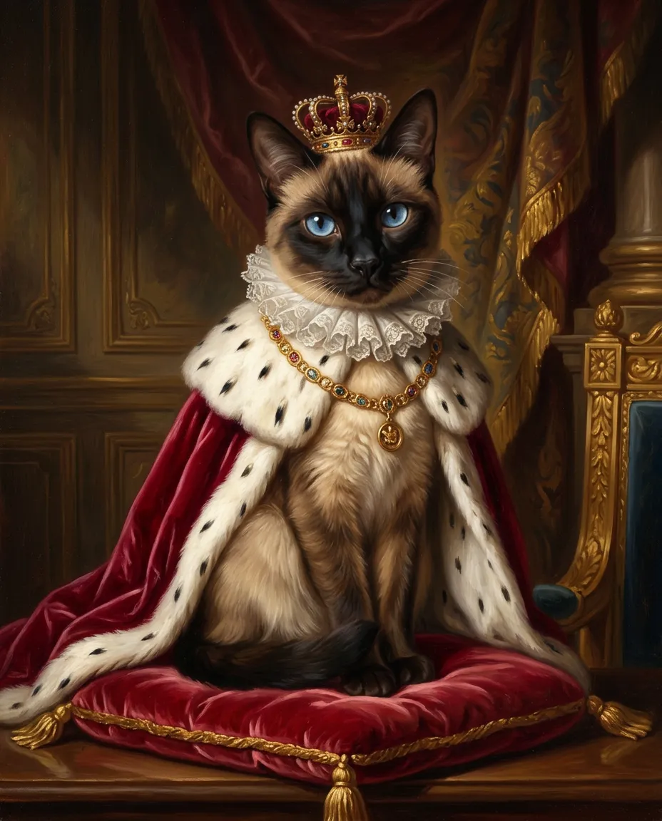 Siamese cat as a royal portrait